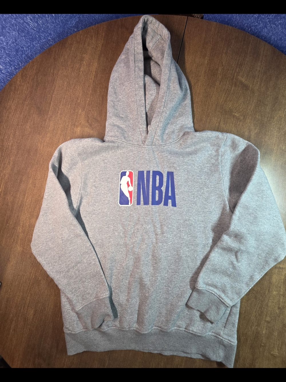 Boy's Gray NBA hoodie with blue NBA logo, size XL(16/18)